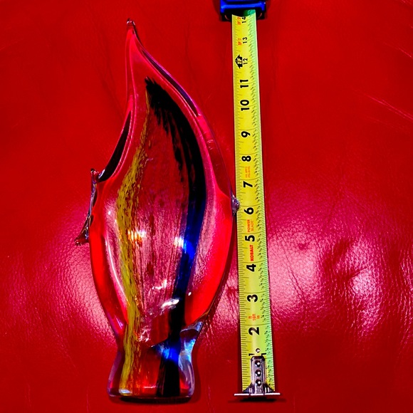 14’ Murano Style Gorgeous Heavy Glass Multi Color Fish - Picture 16 of 16